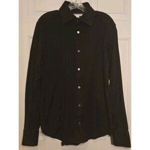 Banana Republic Mens Medium Brown Stripe Shirt Untucked Standard Fit Button Down